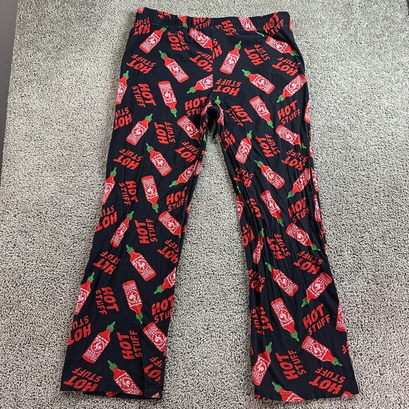 Srircha Hot Sauce Pajamas Mens Extra Large Black Red AOP Lounge Pants FLAW - Picture 12 of 13